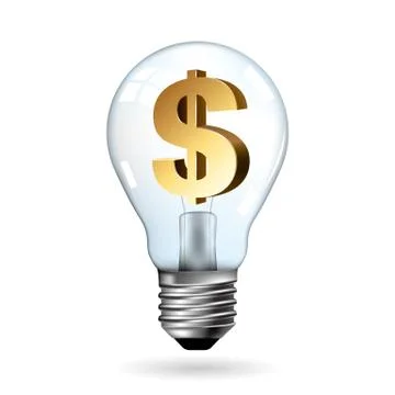 Big idea concept design,Light bulb concept.Dollar sign in light bulb. Stock Illustration
