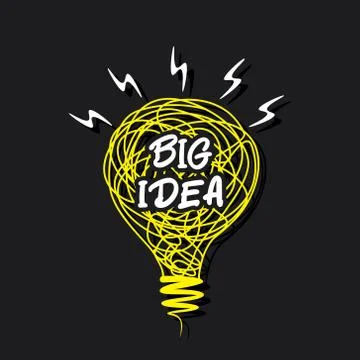 Big idea concept or word on sketch bulb design vector Stock Illustration