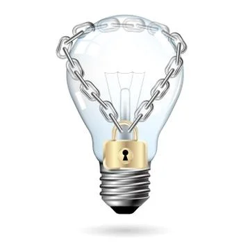Big idea design,Light bulb locked by chain. Stock Illustration