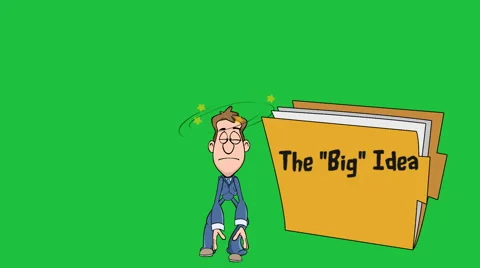 Big Idea Falls on Cartoon Man (Labeled Folder) Stock Footage 43220527