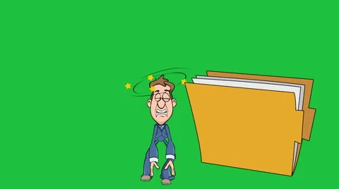 Big Idea Falls on Cartoon Man (Plain Folder) Stock Footage 43220603