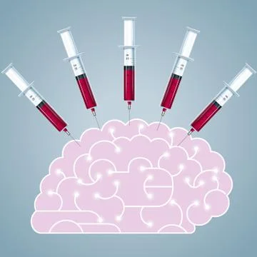 Big ideas design concept, inject drugs into the brain. Stock-Illustration
