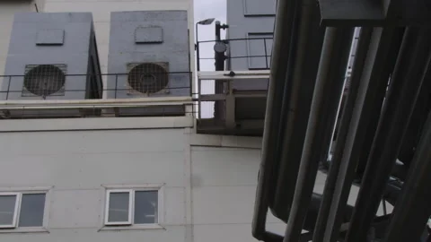 Big industrial building. Pipelines. 스톡 동영상 199064452