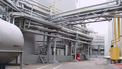 Big industrial building. Pipelines. 스톡 동영상 199064765