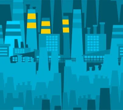 Big industrial pattern seamless. Large works pollution background. manufactur Illustrazione stock
