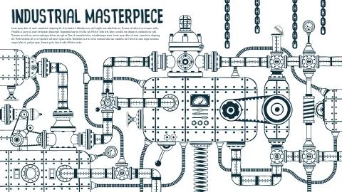 Big industrial steampunk machine Stock Illustration