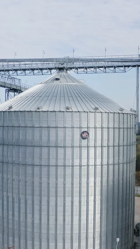 Big industrial steel elevator containers. Stock Footage 308305535
