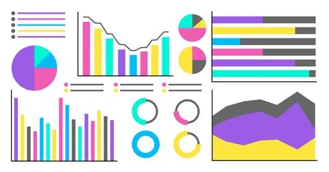 Big Infographics set. Vector Illustration of different charts and graphs in Stock Illustration