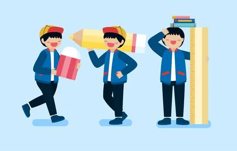 Big isolated cartoon character vector illustration of Cute kids drawing, sket イラスト素材