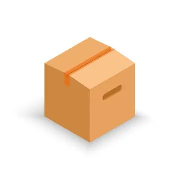 Big isometric cartoon box. Packaging for gifts, parcels, various goods. Flat 3D Illustrazione stock