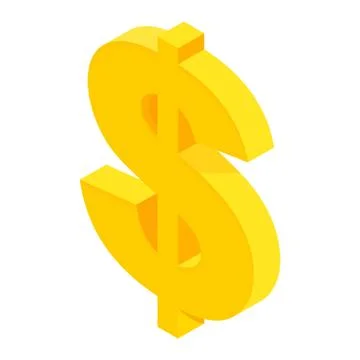 Big isometric dollar sign. Flat vector illustration. Illustrazione stock