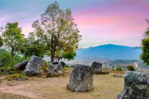 Big Jar at The Plain of Jars In Phonsavan Laos Stock Photos