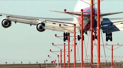 Big Jumbo Jet Lands Time lapse Stock Footage 12421985
