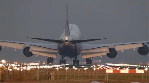 Big jumbojet landing Stock Footage 72755713