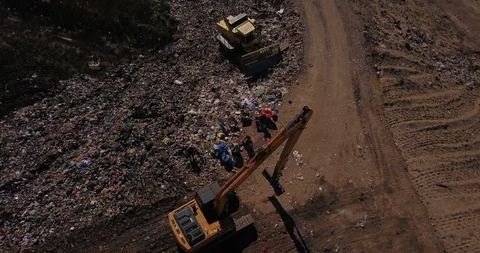 Big Junkyard Garbage Dump Stock Footage 117639321