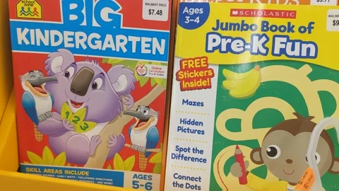 Big Kindergarten and Pre-K Fun Books Stock Footage 157663047