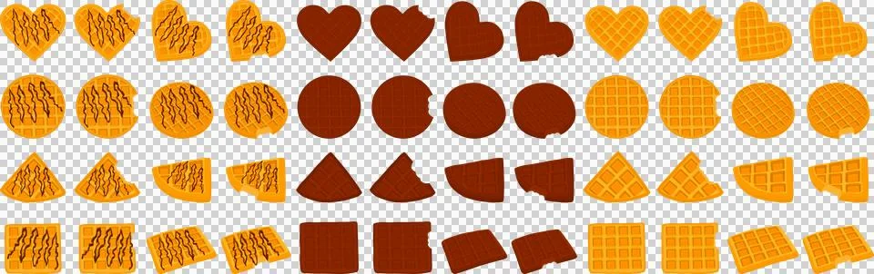 Big kit different types biscuit waffle with cell Stock Illustration