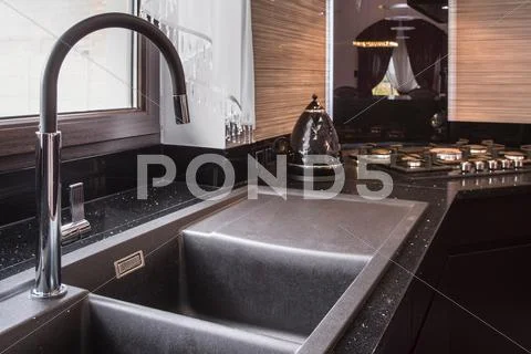 Big kitchen sink Stock Photos