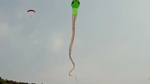 Big kite snake flying over blue sky Vídeos de archivo 67739605