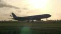 Big KLM jet landing, early morning HD Footage