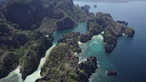 Big lagoon in El Nido high top view from drone Stock Footage 273175805