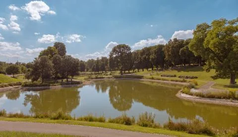A big lake in the park Stock Photos