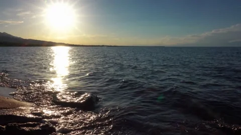 Big lake at sunset Stock Footage 138865412