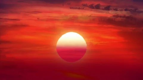 Big, large, huge, giant, orange, golden, sun close up zoom time lapse. Stock Footage 83622643
