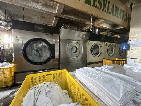Big Laundry machine at the Laundry vendor at Jakarta Stock Photos