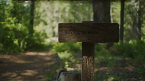 Big Lava Bed .7 Miles Hiking Trail Sign - Gifford Pinchot National Forest Stock-Footage 232084320