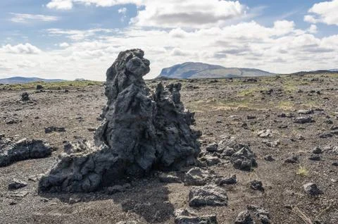 Big lava stone on a desert in Iceland Fotos Stock