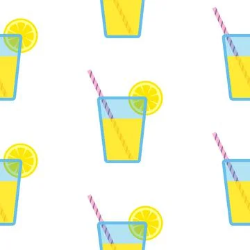 Big lemonade pattern on white background Stock Illustration