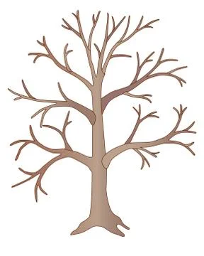 Big light brown tree without leaves - vector full color picture. Stock Illustration