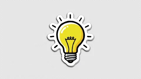 Big  Light Bulb Wiggle Sticker, Doodle Style Stock Footage 321065583
