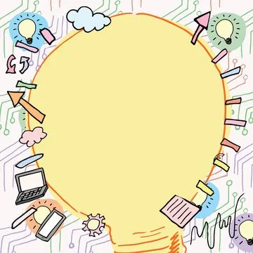 Big Lightbulb Drawing With Important Messages Written Inside. Crutial Stock Illustration