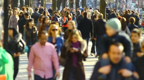 The big lighted by sun people crowd in the city 720p 50 fps Stock Footage
