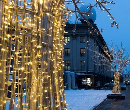 Big lights of a small street Stock Photos