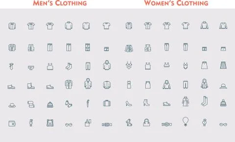 Big linear clothes set Stock Illustration