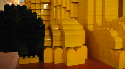 Big lion made of Lego, view from the bottom up Stock Footage