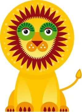Big lion in white background. Vector Stock Illustration
