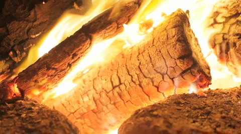 Big log burning 12s Stock Footage 1807049