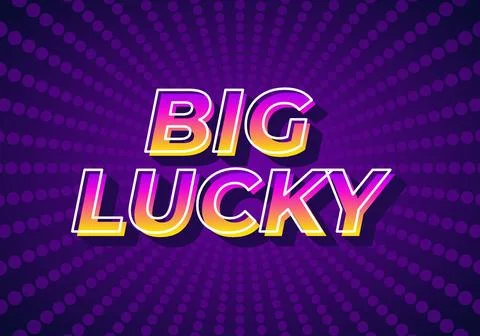 Big lucky. Text effect in 3D look with gradient purple yellow color Stock Illustration