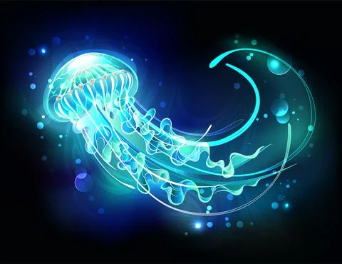 Big luminous jellyfish Stock Illustration