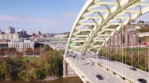 Big Mac Bridge Pull Back Stock Footage 145914029