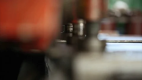 Big machine cut metal plate cluseup Stock Footage 70208097