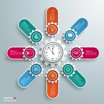Big Machine Gears Banners Clock Stock Illustration