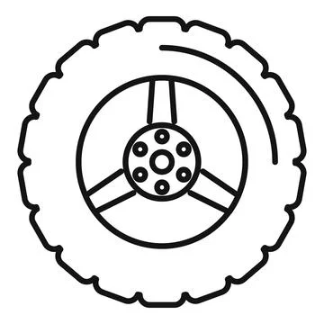 Big machine tire with metal disk and bolts is showing its tread for traction イラスト素材