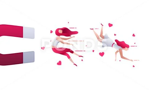 A big magnet attracts women. Stock Illustration