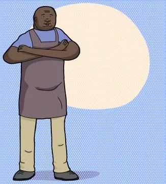 Big man in apron Stock Illustration