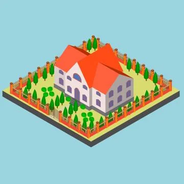 Big manor in isometric and vector. Stock Illustration